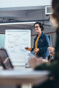 Woman presenting a business plan
