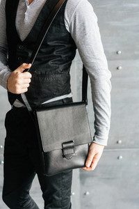 handsome guy with leather bag