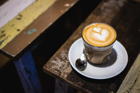Latte art on cappuccino