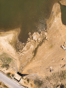 Aerial view of rocks on river