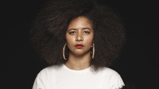 Portrait of a woman in afro hairstyle