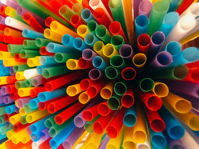 Abstract a colorful of plastic straws