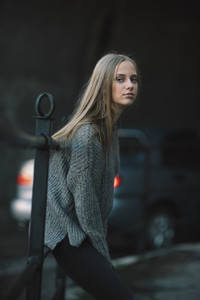 Fashion girl posing on the street