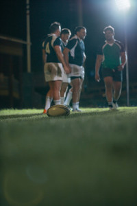 Ball on ground during rugby match