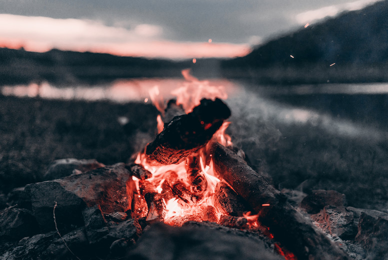 The fire is burning in nature