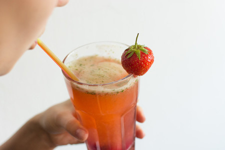Sipping strawberry lemonade