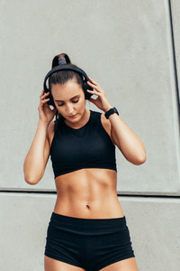 Woman listening music after workout