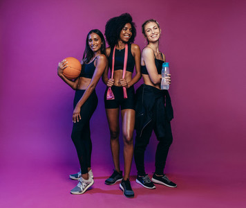 Women in sportswear at fitness studio