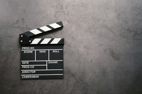 clapperboard in flat lay style