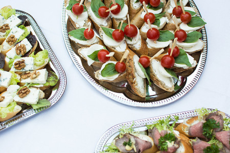 Small open sandwiches at party