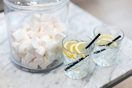 Lemon water and sweets