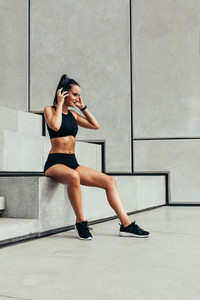 Woman taking rest after exercising