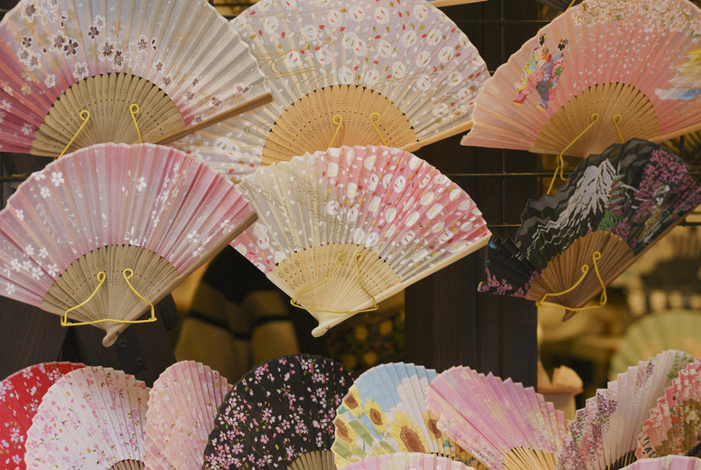 Variety of hand fans on displayn #01