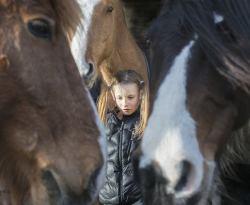 Serene girl with horses 01
