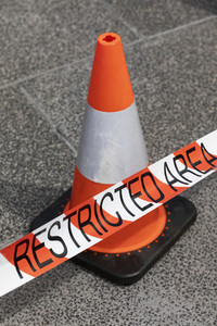Traffic cone and Restricted Area tape 01