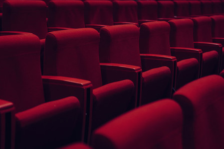 Red theater seats in a row 01
