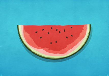 Watermelon slice on blue background 01