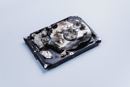 Burned external hard disk drive 01