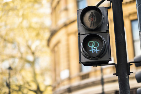 LGBT pedestrian traffic light signals symbolizing equality  diversity and tolerance