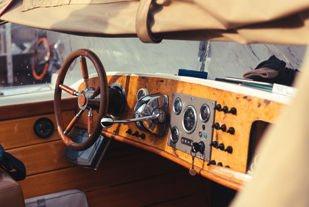 Detail of Vintage Wood Speed Boat