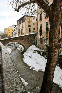 Snow storm with slush on sidewalks  Granada