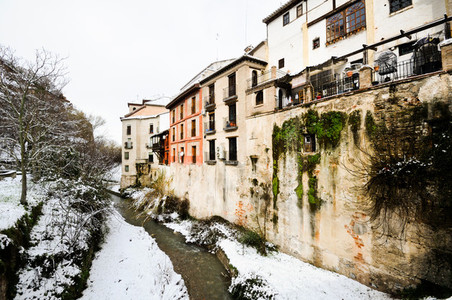 Snow storm with slush on sidewalks  Granada