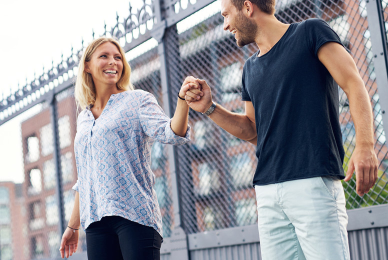 Man and woman having a good time