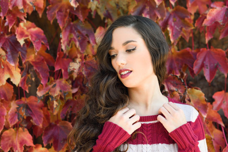 Beauty Fashion Model Girl with Autumnal Make up