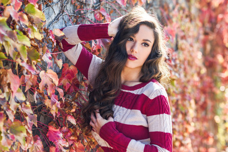 Beauty Fashion Model Girl with Autumnal Make up