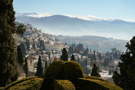 View of the city of Granada and Sierra Nevada
