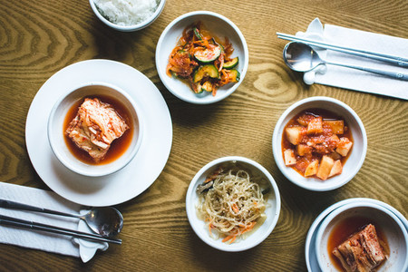 Korean food in a restaurant
