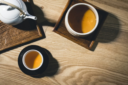 Two cups of freshly brewed tea