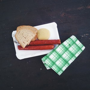 Czech sausages with bread