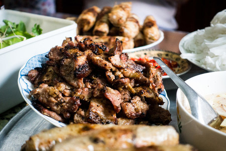 Vietnamese Bun cha pork meat