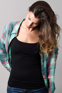 Woman model of fashion wearing casual clothes