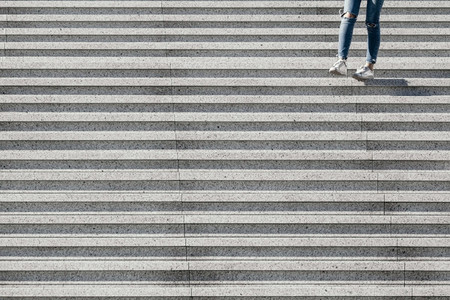 View on stairs in a modern district with a girl  Abstract minimal background