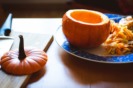 Carving halloween pumpkin