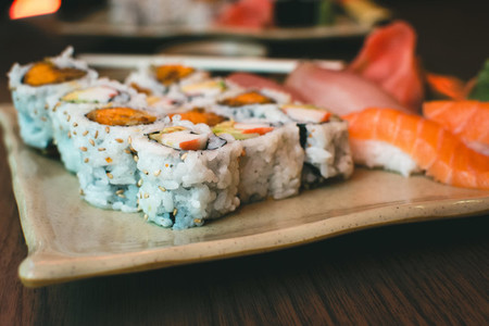 Sushi maki rolls with yam