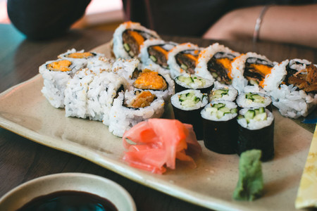 Sushi rolls with sweet potatoes