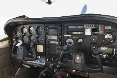 Airplane cockpit instruments and gauges