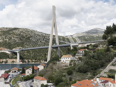 Franjo Tudjman bridge and village houses  Dubrovnik  Croatia
