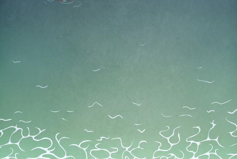 Life ring floating in ocean water