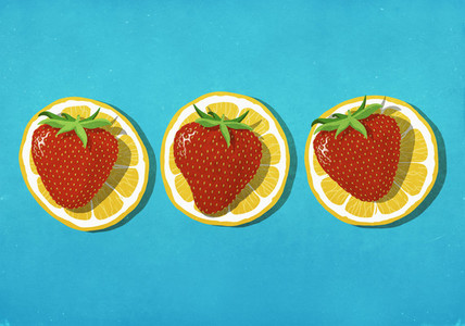 Strawberries on lemon slices