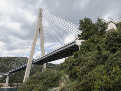 Towering Franjo Tudjman bridge  Dubrovnik  Croatia