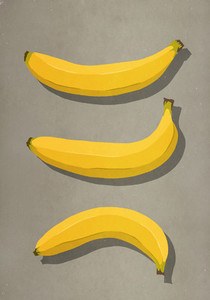 Yellow bananas on brown background