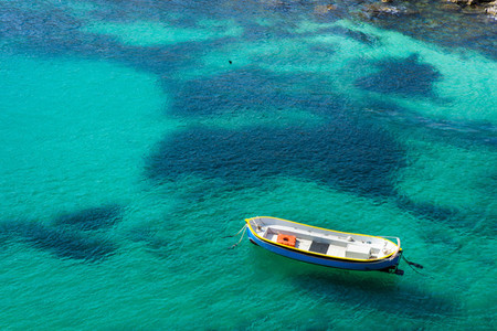 View of boat floatinng in sea