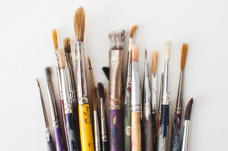 Close Up of Used Paintbrushes