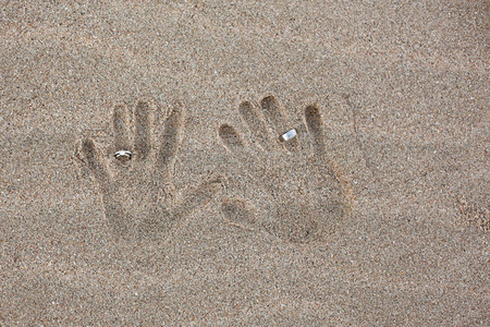 Wedding rings in sand