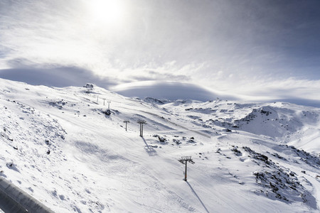 Ski resort of Sierra Nevada in winter  full of snow