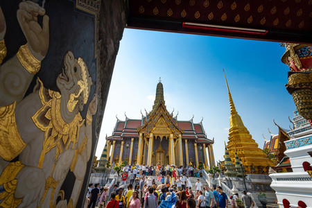 BANGKOK THAILAND Feb 5 Wat pra kaew  Grand palace on the blue s